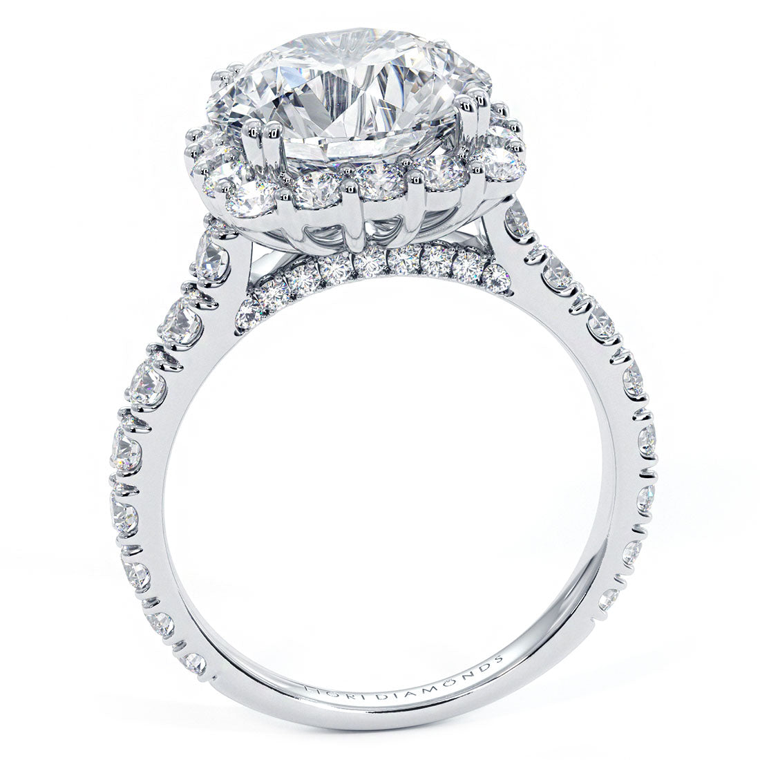 4 Carat Round Brilliant Micro Prong Set Halo