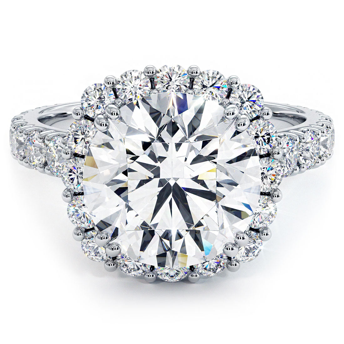 5 Carat Round Brilliant Micro Prong Set Halo