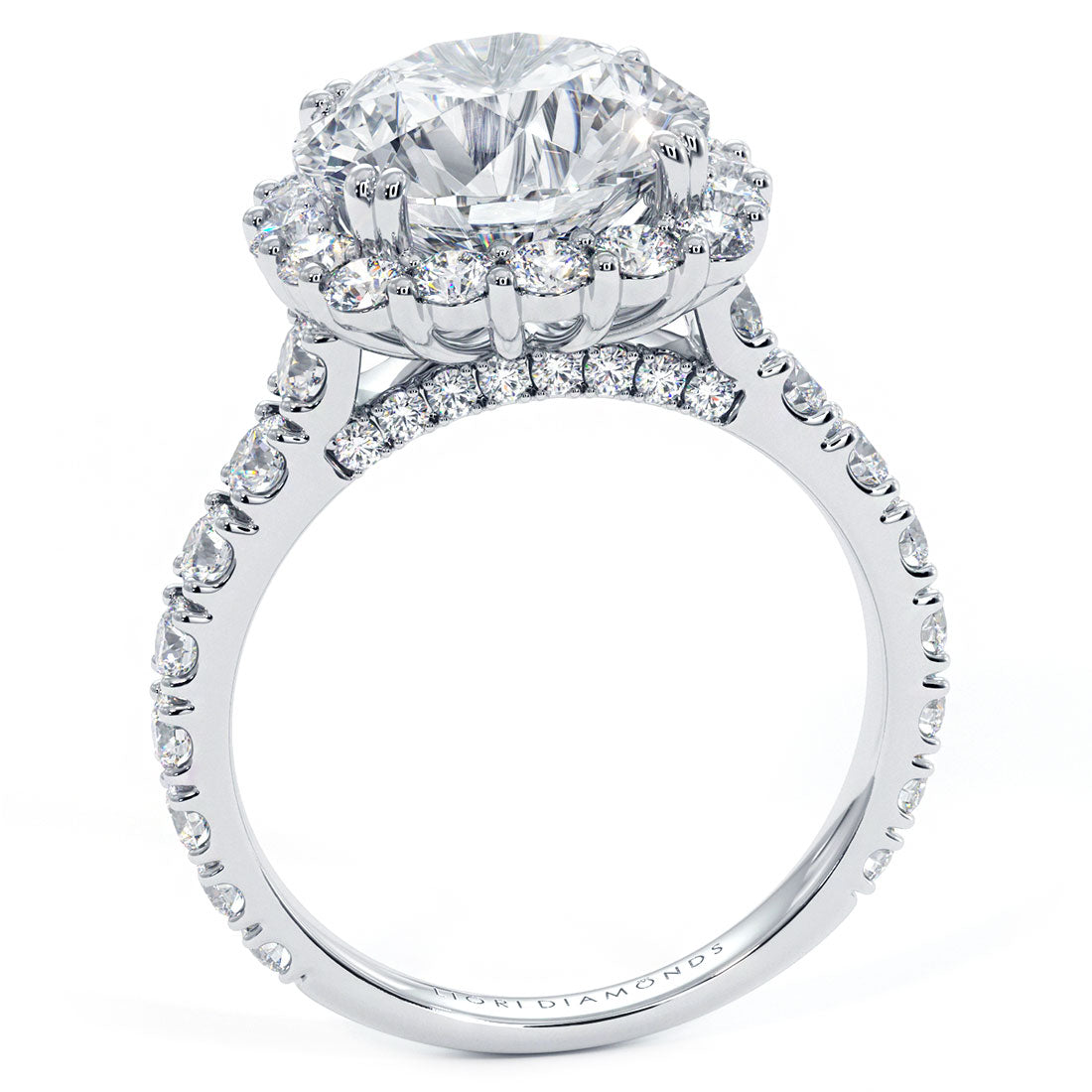 5 Carat Round Brilliant Micro Prong Set Halo