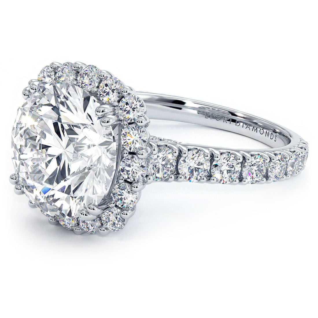 5 Carat Round Brilliant Micro Prong Set Halo
