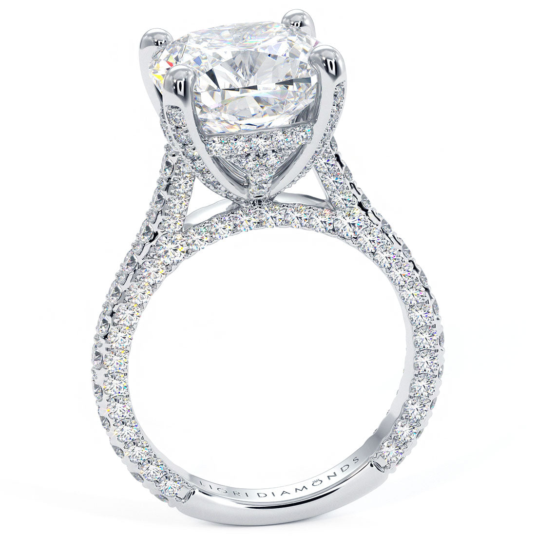 5 Carat Cushion Cut Petite 3D Micropavé Shank