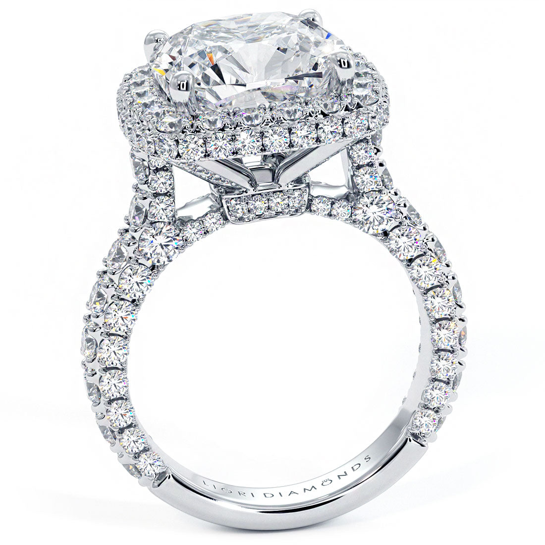 5 Carat Cushion Cut Halo 3D Micropavé Shank
