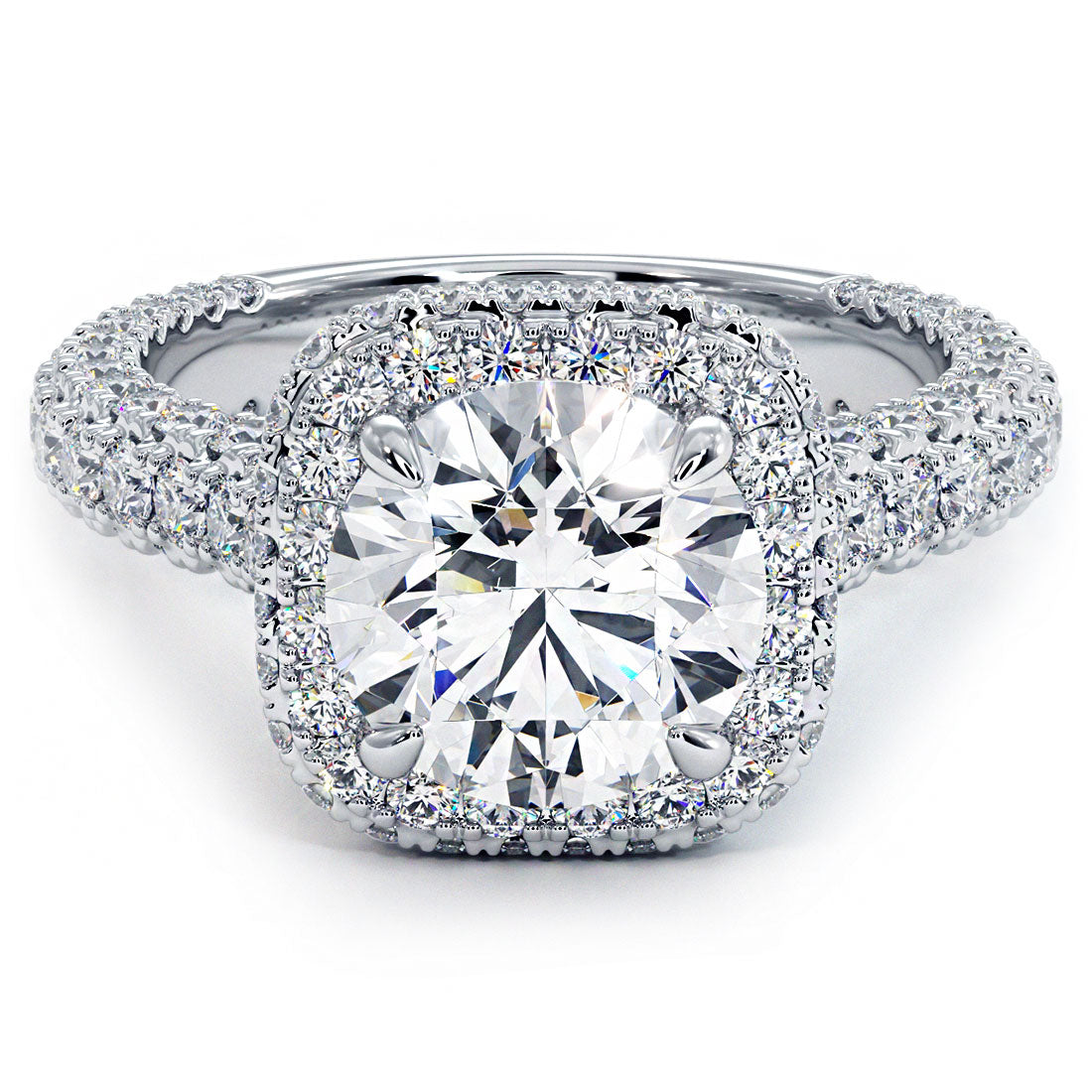 2 Carat Round Brilliant Halo 3D Micropavé Shank