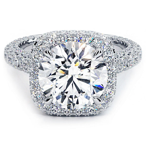 3 Carat Round Brilliant Halo 3D Micropavé Shank