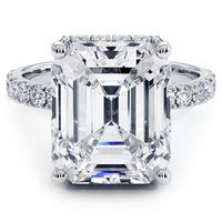 6 Carat Emerald Cut Under Halo Petite Micropavé