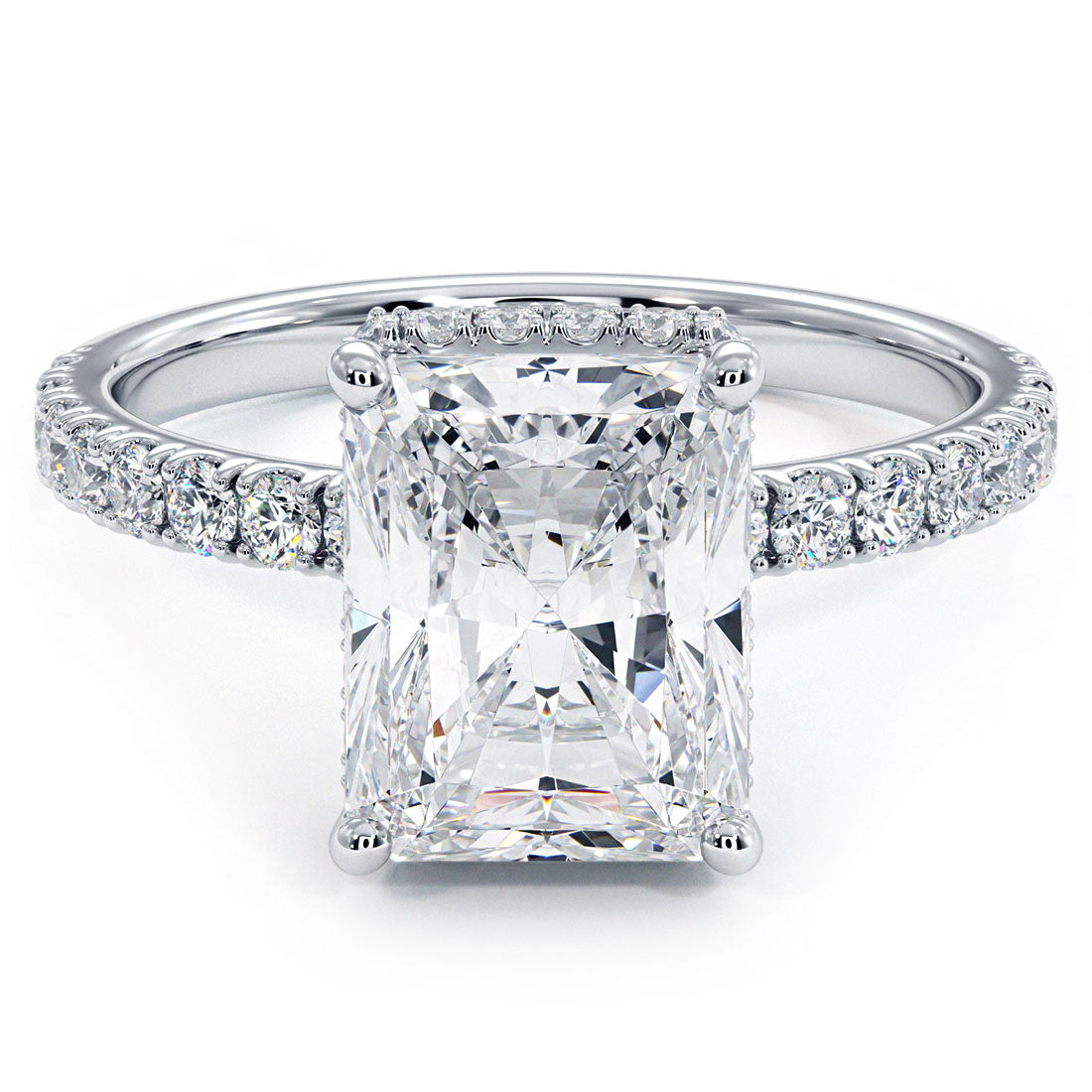 3 Carat Radiant Cut Under Halo Petite Micropavé