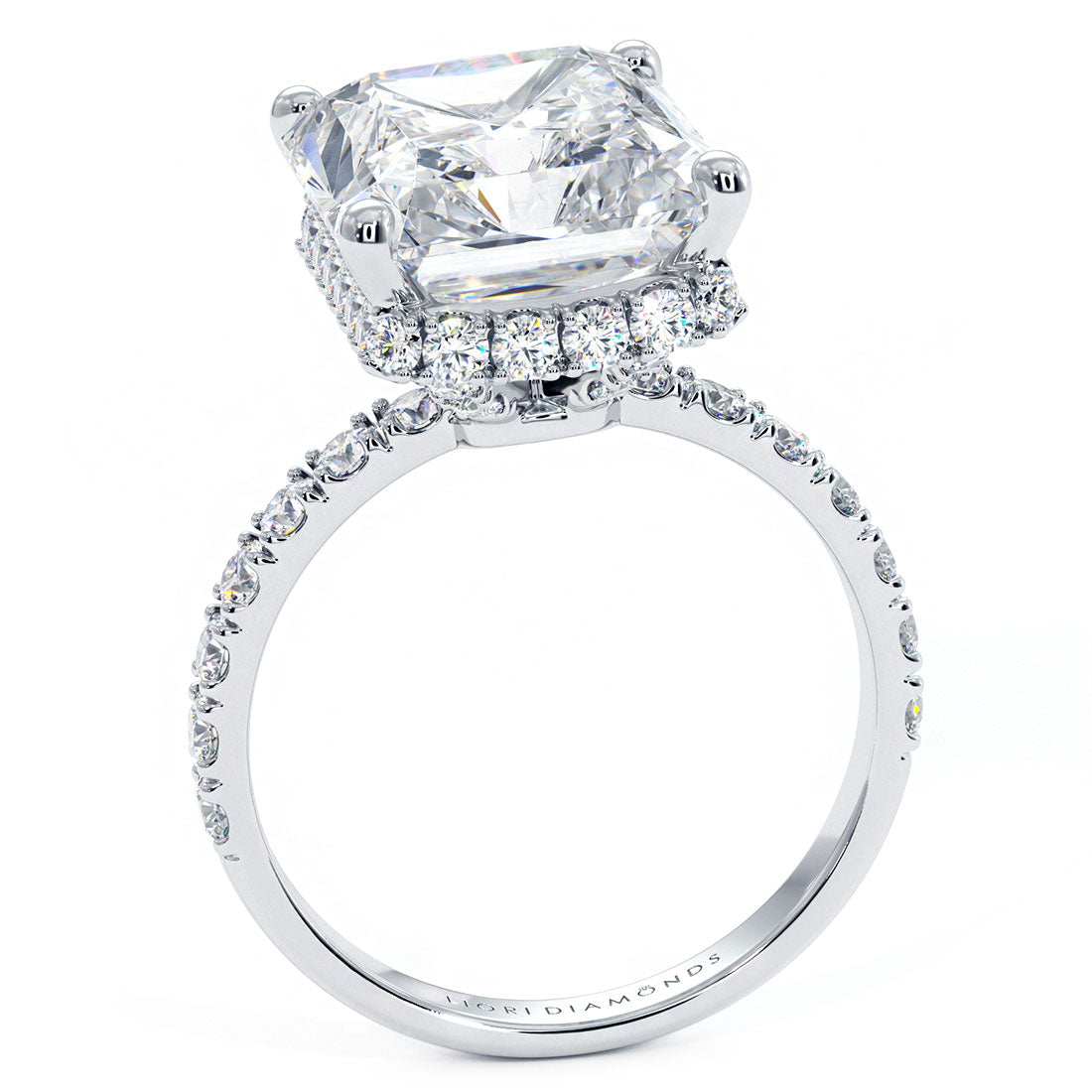6 Carat Radiant Cut Under Halo Petite Micropavé