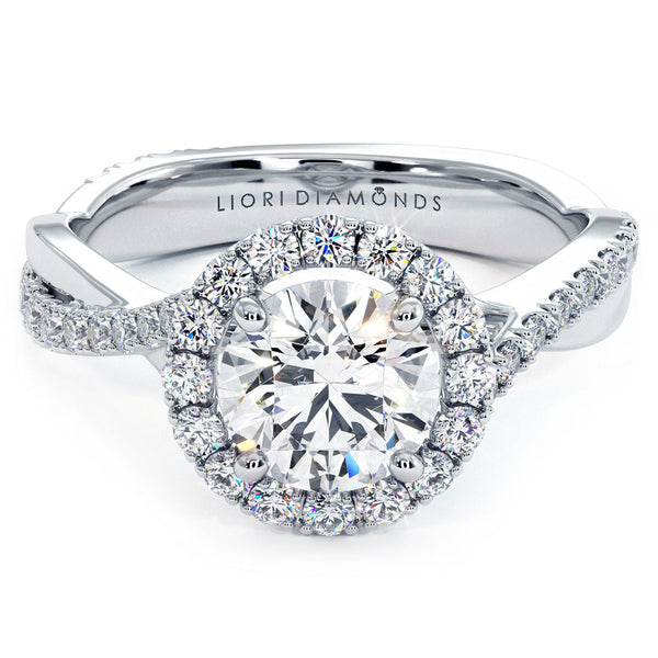 1 Carat Round Brilliant Infinity Twist Round Halo
