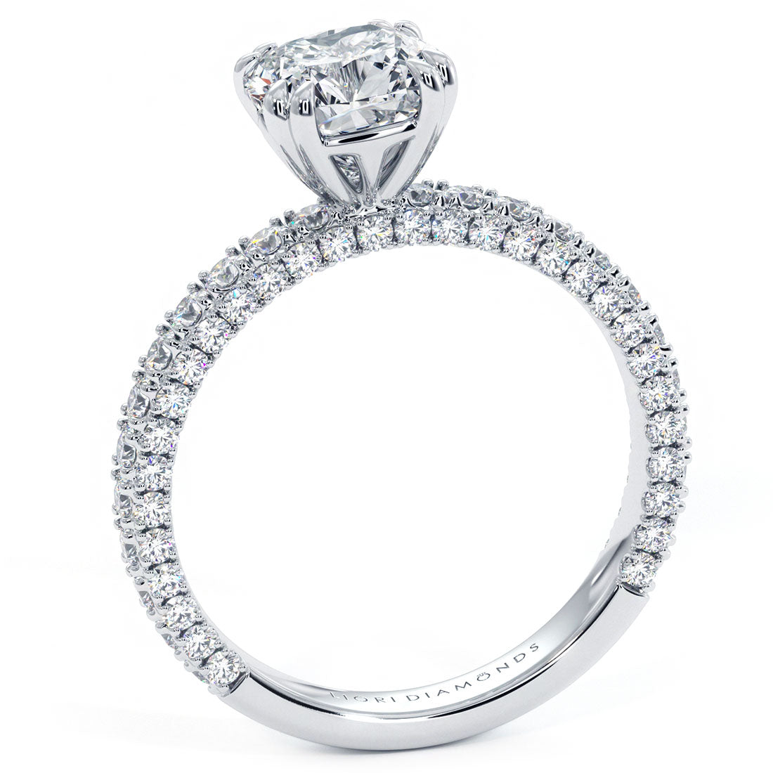 1.5 Carat Cushion Cut 3D Micropavé Shank