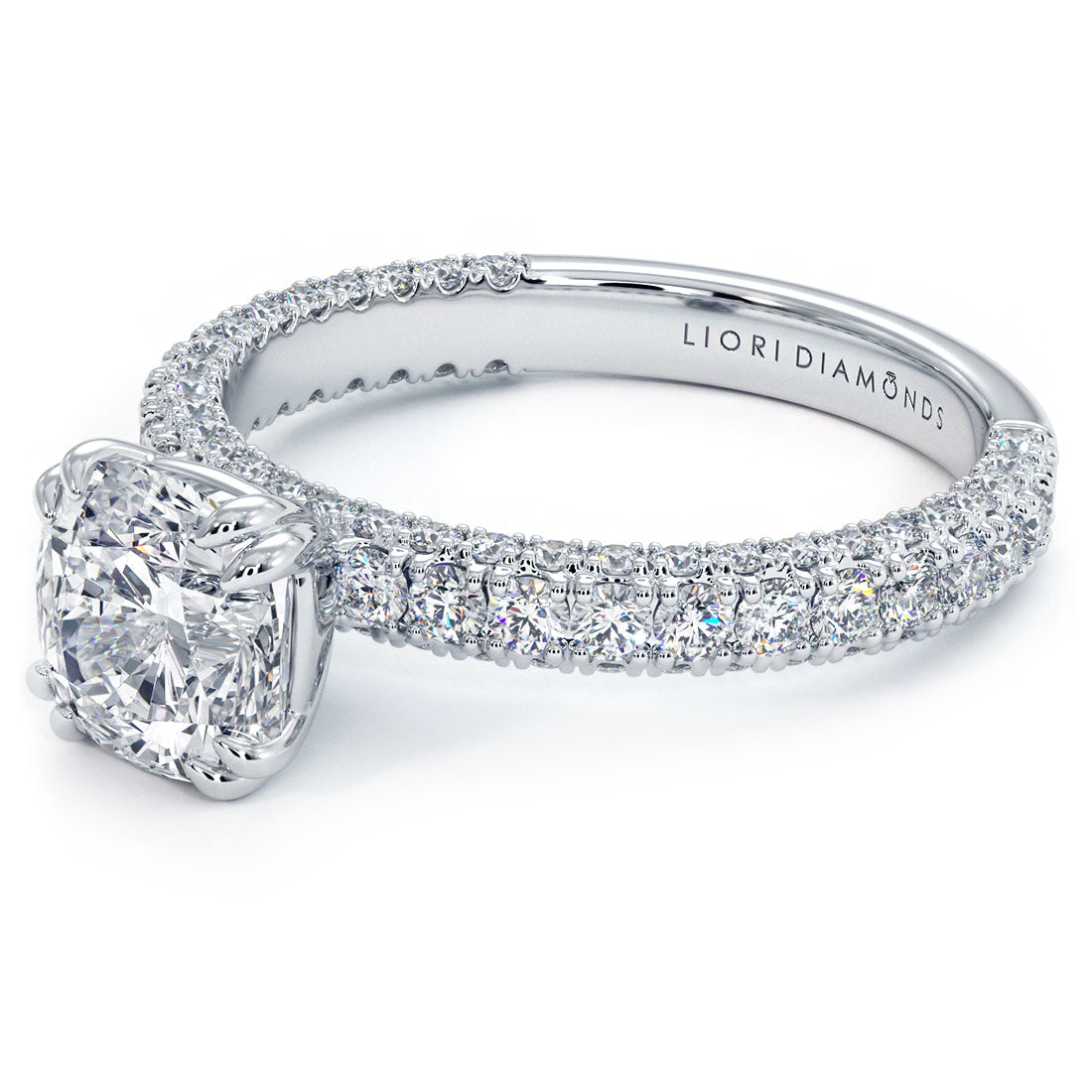 1.5 Carat Cushion Cut 3D Micropavé Shank