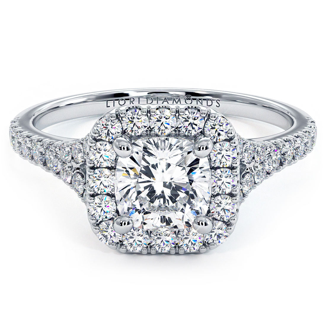 14K White Gold 1.3 Carat Natural Cushion Cut Diamond Halo Engagement Ring  VS1 | eBay