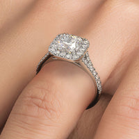 1.5 Carat Cushion Cut Halo Split Shank Micropavé