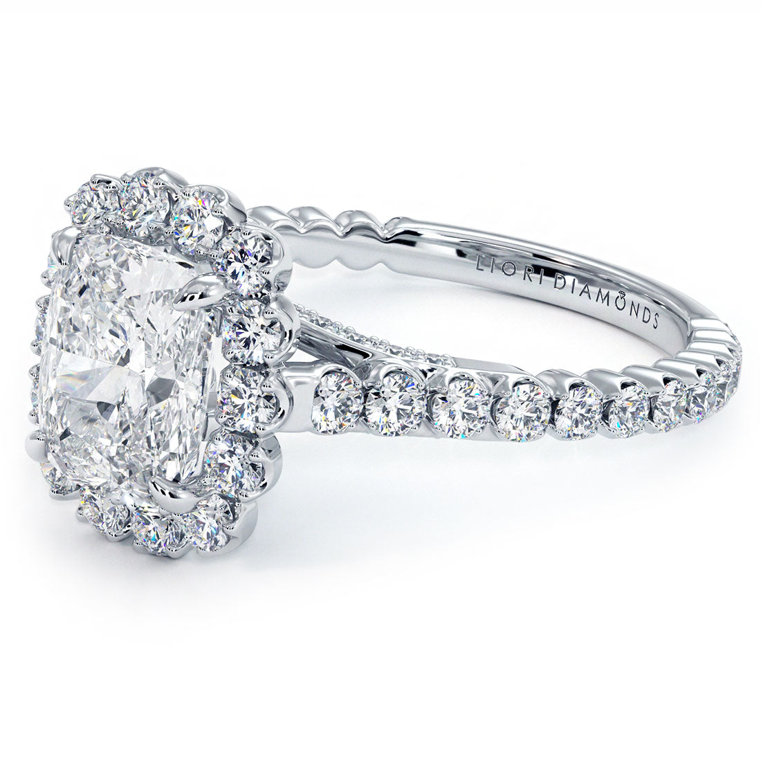 1.5 Carat Cushion Cut (Long) Beaded Prong Halo Milgrain Gallery