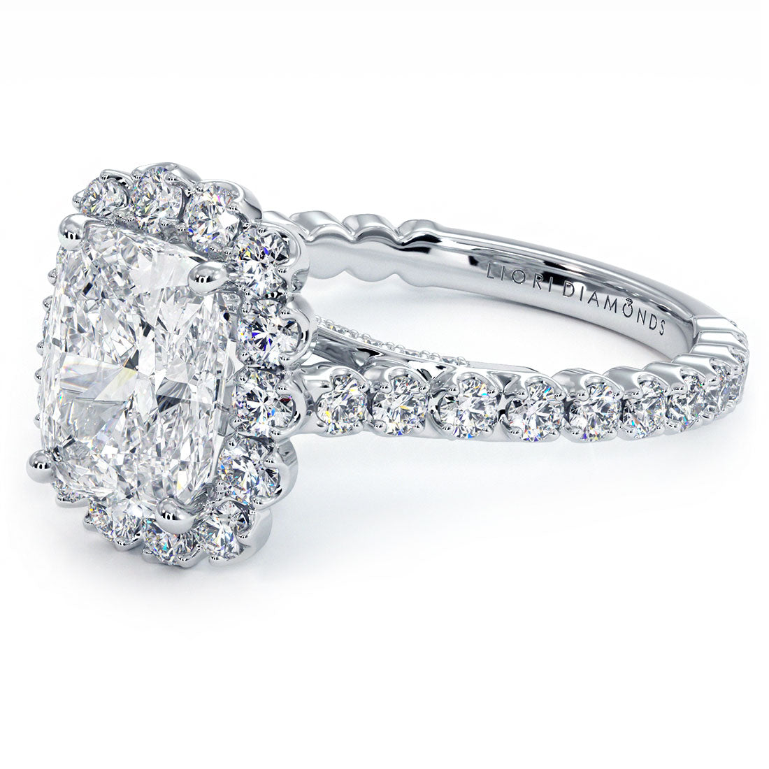 2 Carat Cushion Cut (Long) Beaded Prong Halo Milgrain Gallery