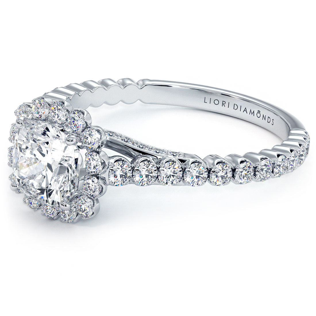 1 Carat Cushion Cut Beaded Prong Halo Milgrain Gallery