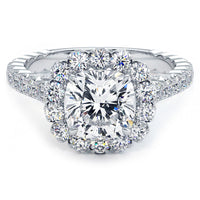 2 Carat Cushion Cut Beaded Prong Halo Gallery