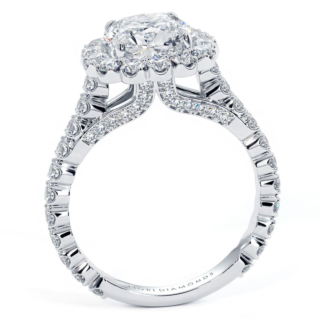 2 Carat Cushion Cut Beaded Prong Halo Gallery