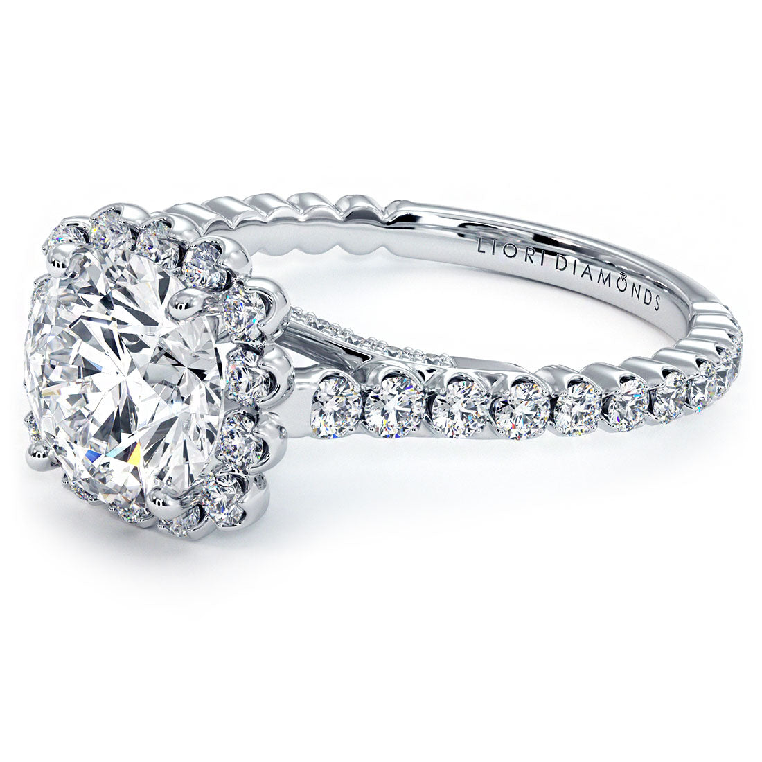 1.5 Carat Round Brilliant Beaded Prong Halo Milgrain Gallery