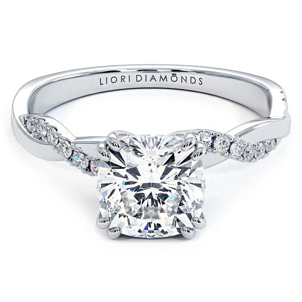 1.5 Carat Cushion Cut Petite Infinity Twist Micropavé
