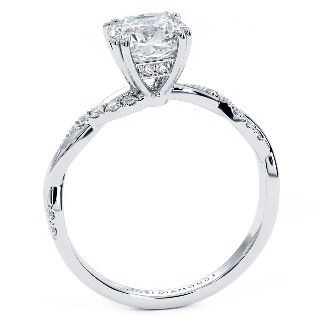 1.5 Carat Cushion Cut Petite Infinity Twist Micropavé