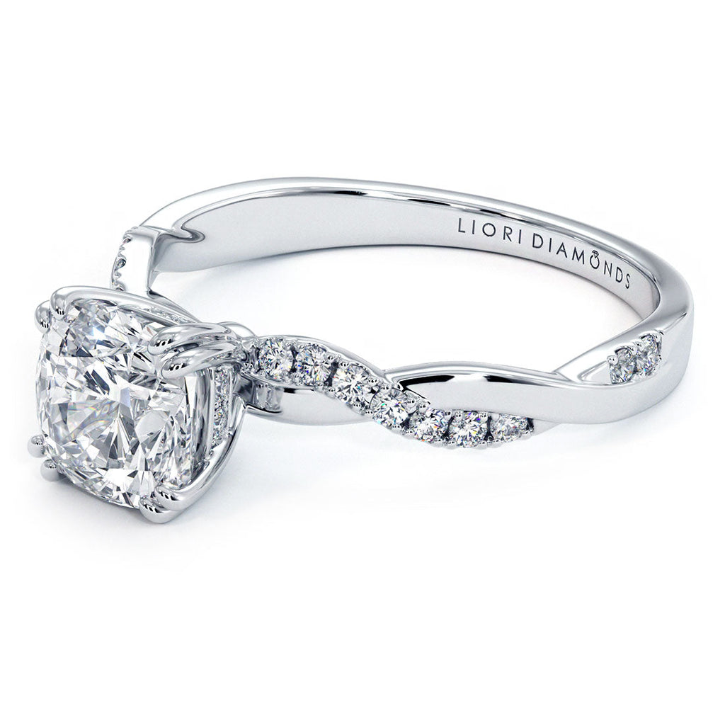 1.5 Carat Cushion Cut Petite Infinity Twist Micropavé