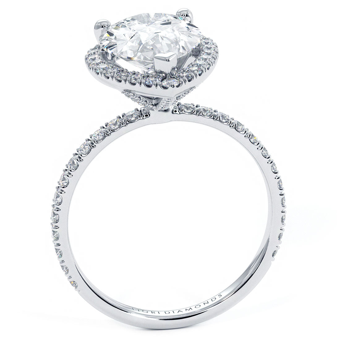 3 Carat Pear Shape Halo Petite Micropavé Gallery