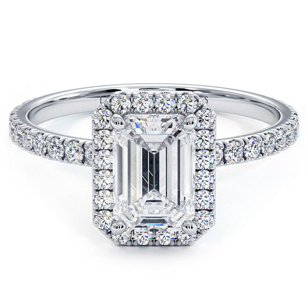1 Carat Emerald Cut Petite Halo Micropavé
