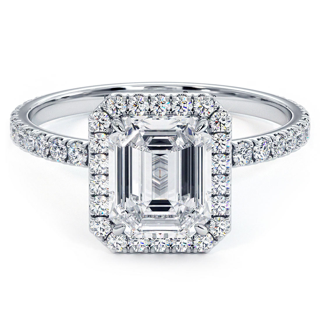 1.5 Carat Emerald Cut Petite Halo Micropavé