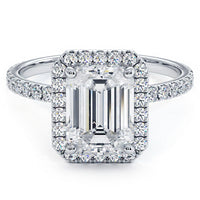 2 Carat Emerald Cut Petite Halo Micropavé