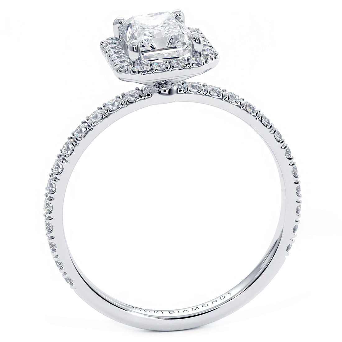 1 Carat Radiant Cut Petite Halo Micropavé