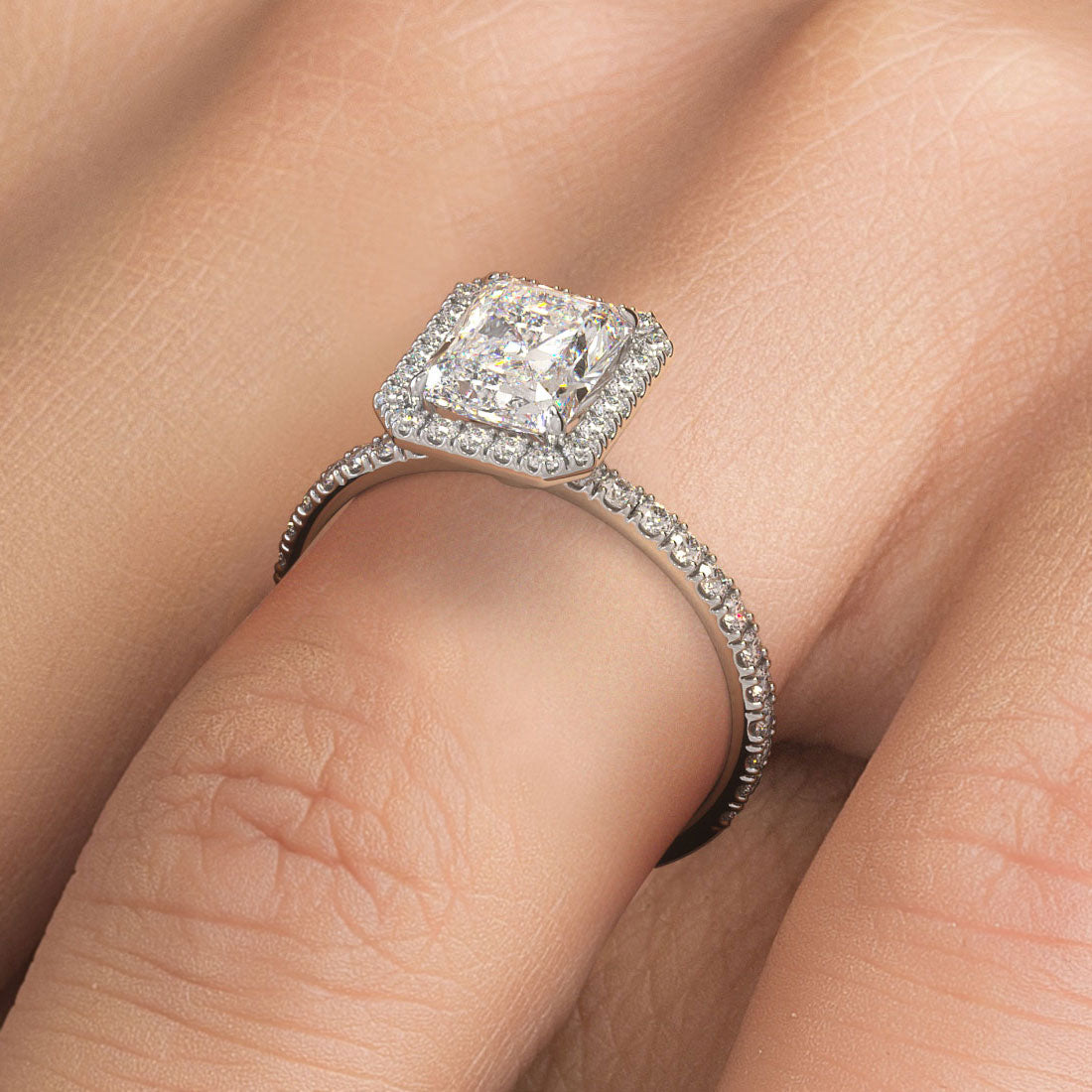 1.5 Carat Radiant Cut Petite Halo Micropavé