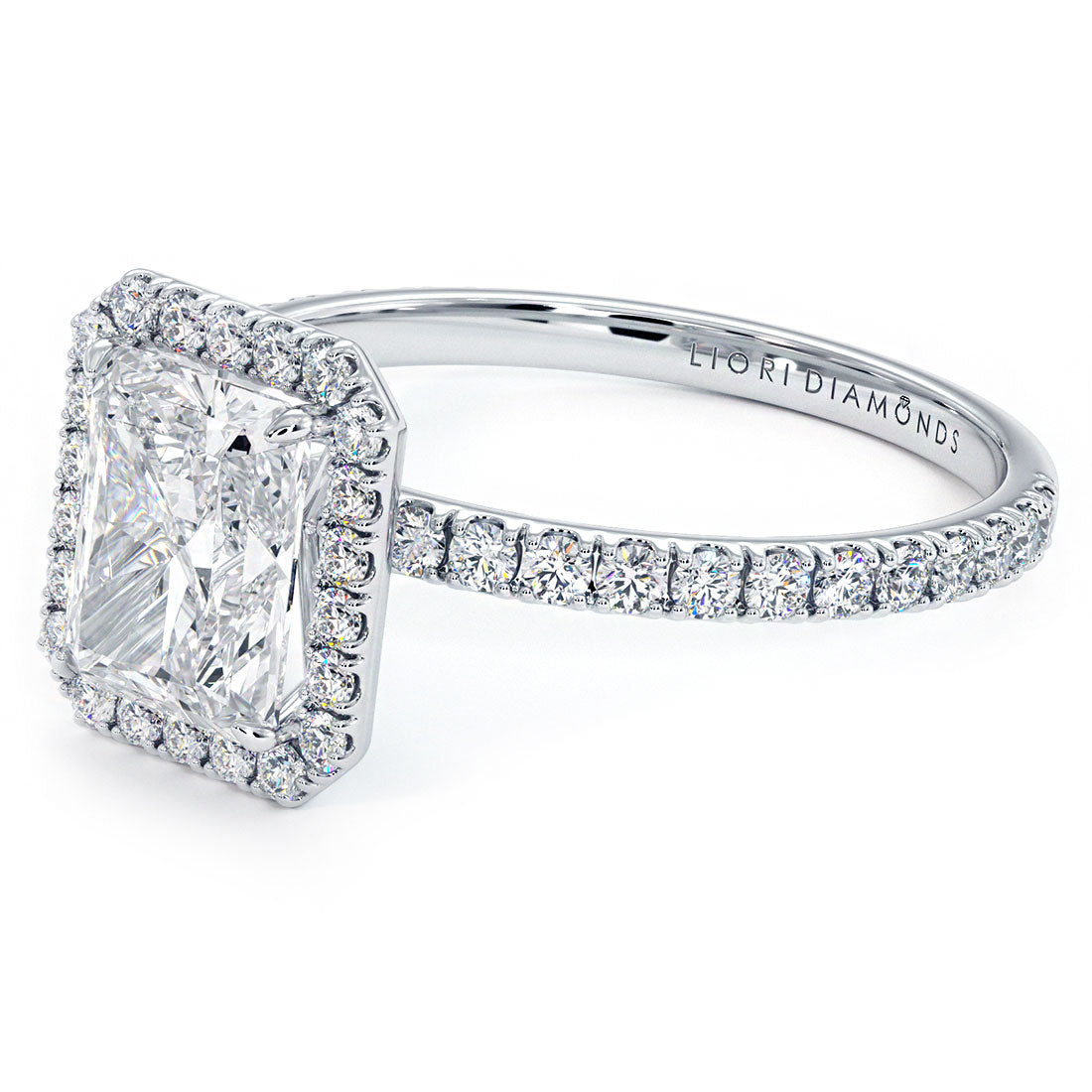 1.5 Carat Radiant Cut Petite Halo Micropavé