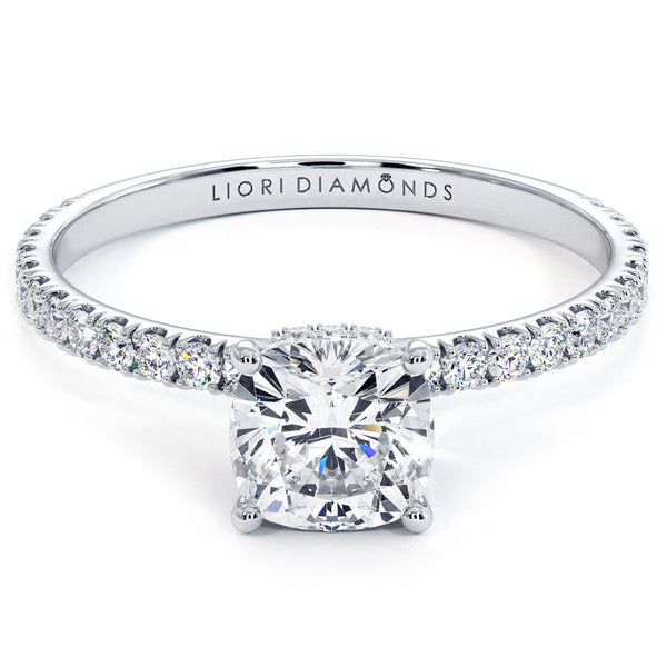 1 Carat Cushion Cut Under Halo Petite Micropavé