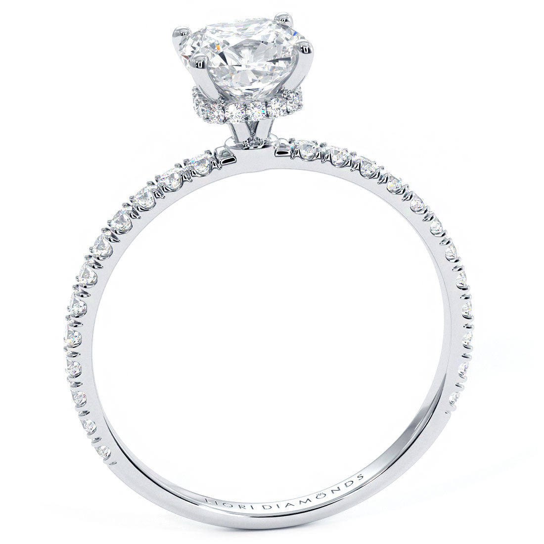 1 Carat Cushion Cut Under Halo Petite Micropavé