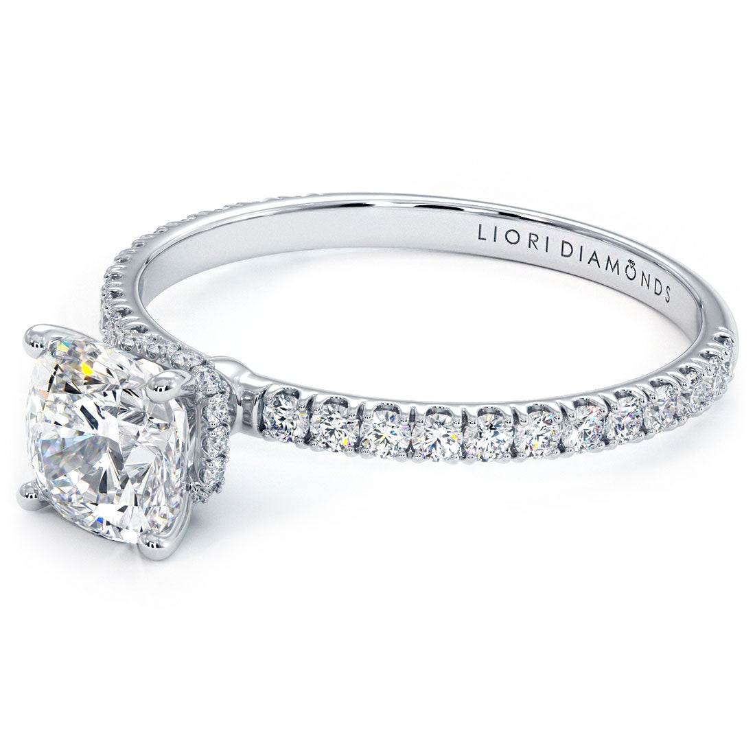 1 Carat Cushion Cut Under Halo Petite Micropavé