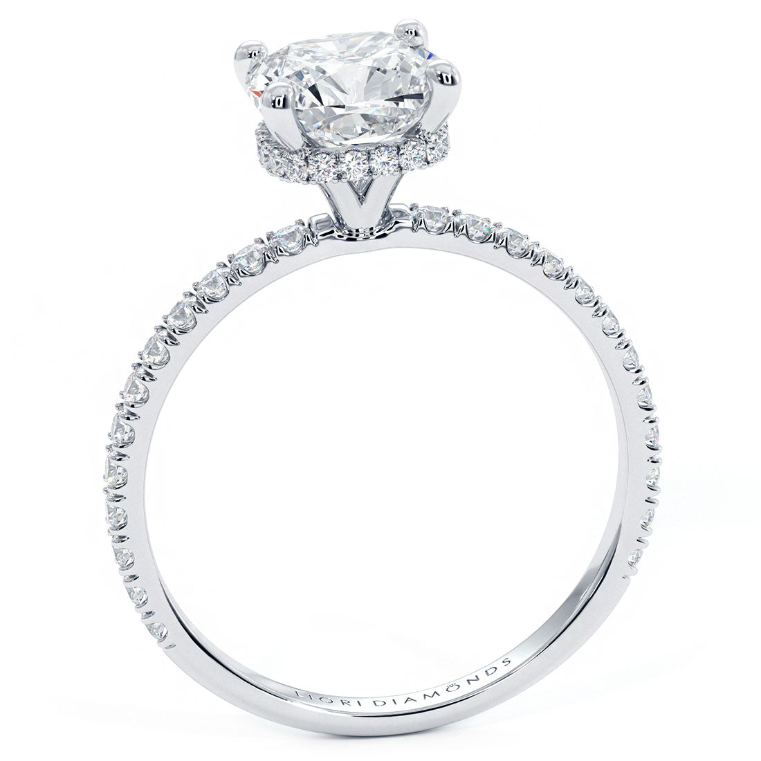 1.5 Carat Cushion Cut Under Halo Petite Micropavé