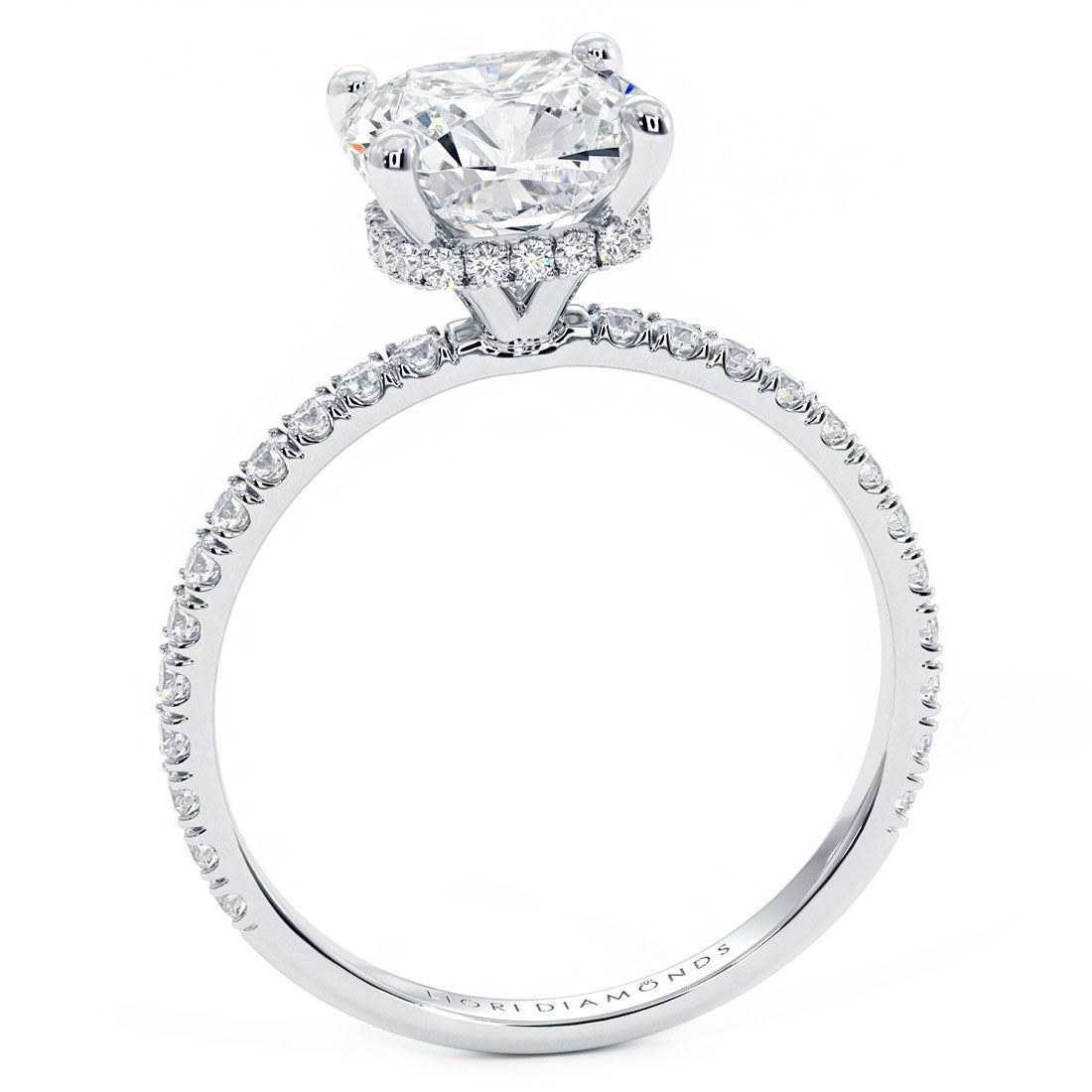 2 Carat Cushion Cut Under Halo Petite Micropavé