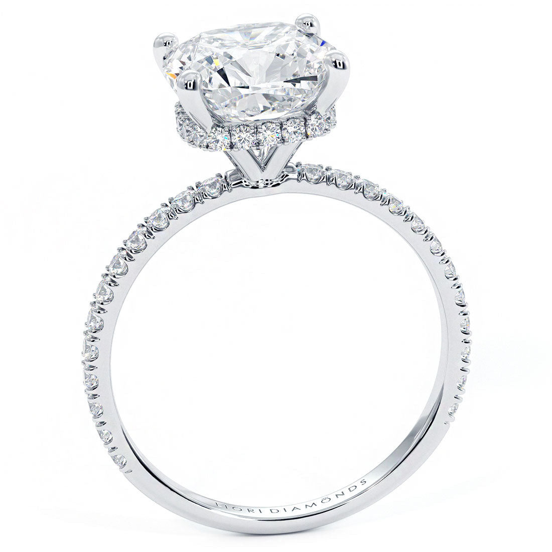 3 Carat Cushion Cut Under Halo Petite Micropavé