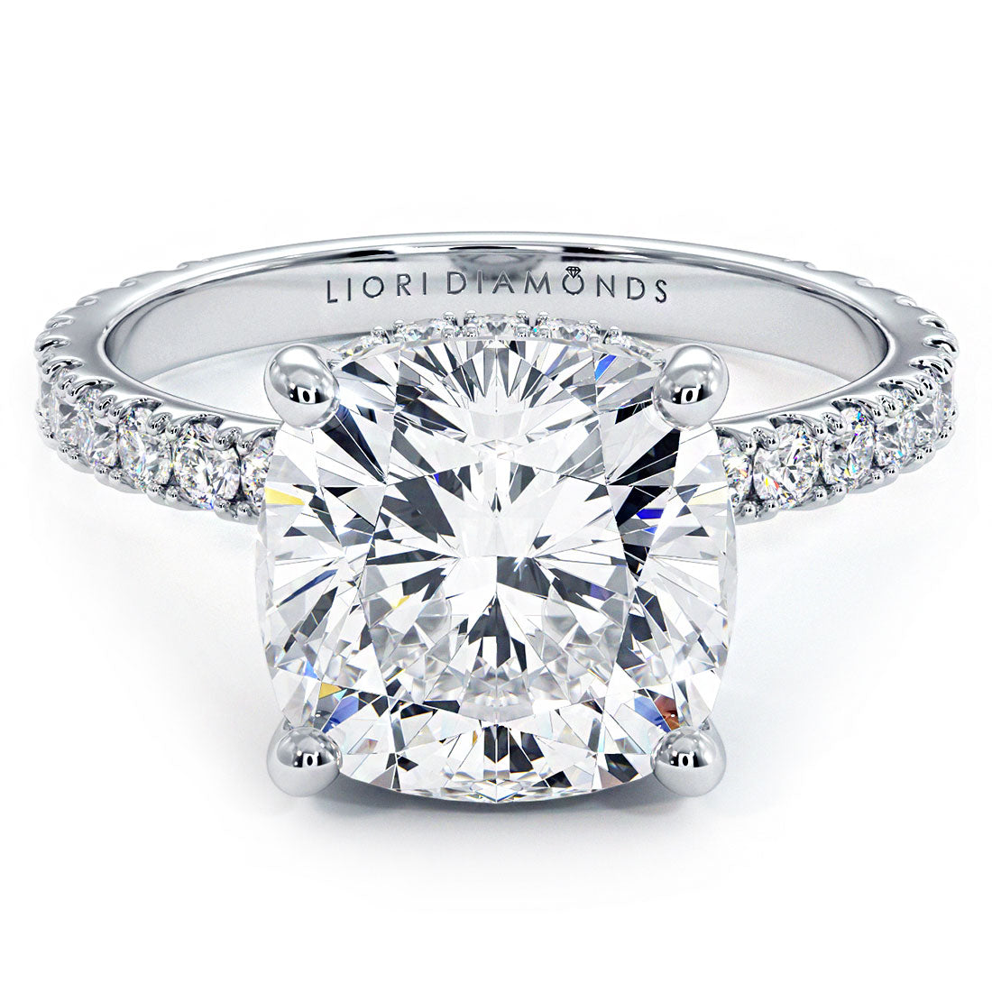 4 Carat Cushion Cut Under Halo Petite Micropavé