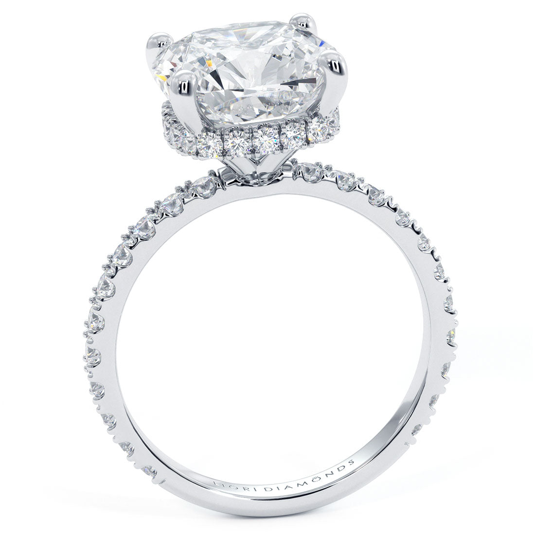 4 Carat Cushion Cut Under Halo Petite Micropavé