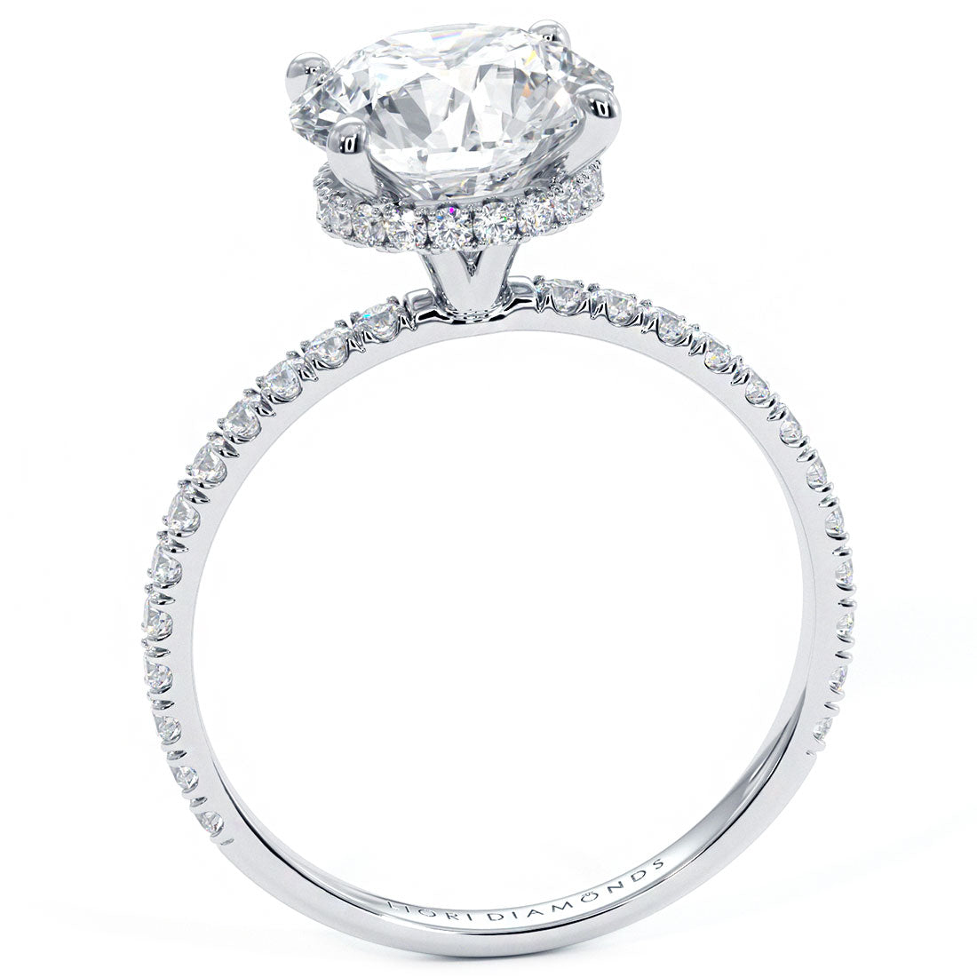 2 Carat Round Brilliant Under Halo Petite Micropavé