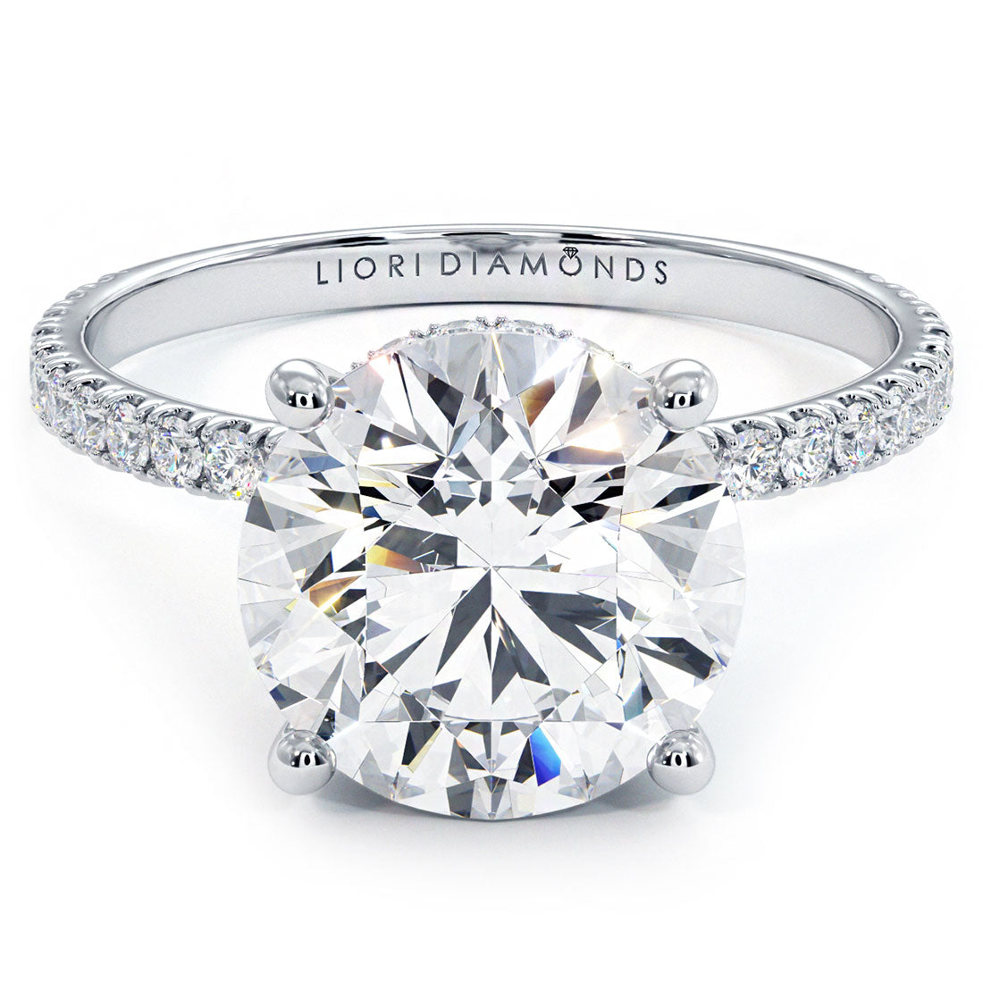 3 Carat Round Brilliant Under Halo Petite Micropavé