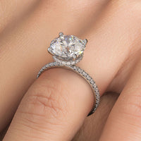 3 Carat Round Brilliant Under Halo Petite Micropavé