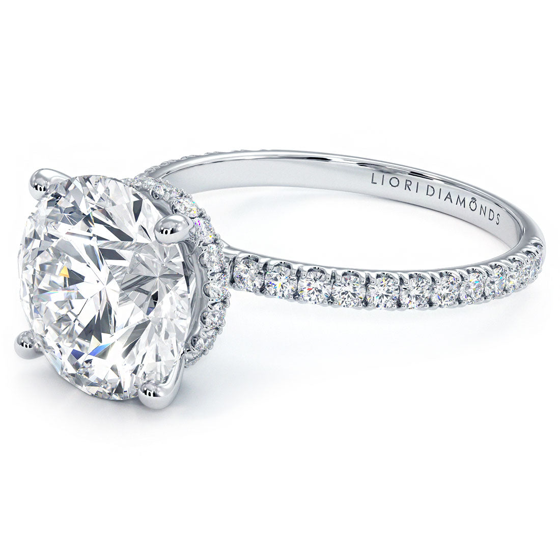 3 Carat Round Brilliant Under Halo Petite Micropavé