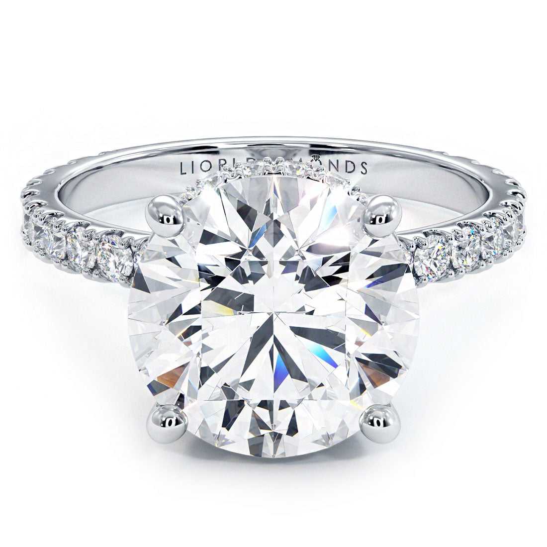 4 Carat Round Brilliant Under Halo Petite Micropavé