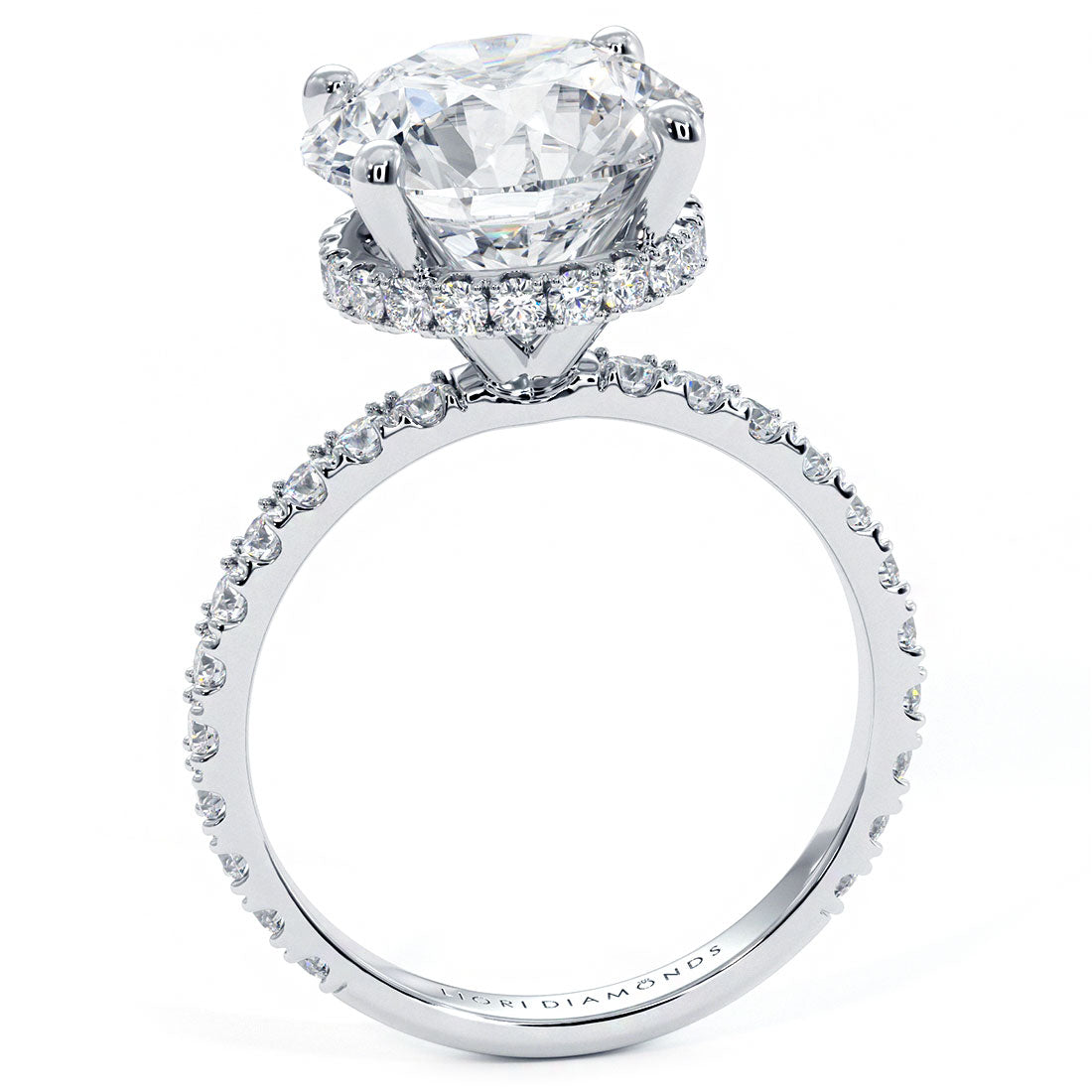 4 Carat Round Brilliant Under Halo Petite Micropavé