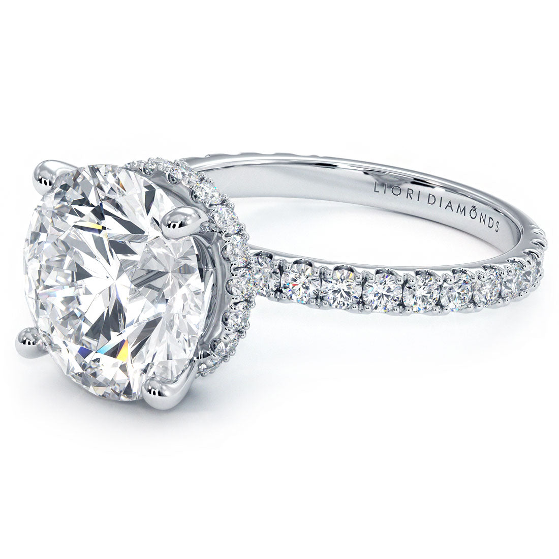 4 Carat Round Brilliant Under Halo Petite Micropavé