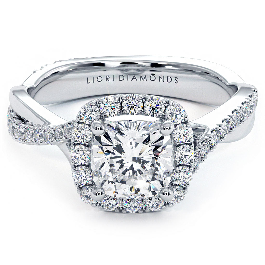 1 Carat Cushion Cut Micropavé Halo Infinity Twist