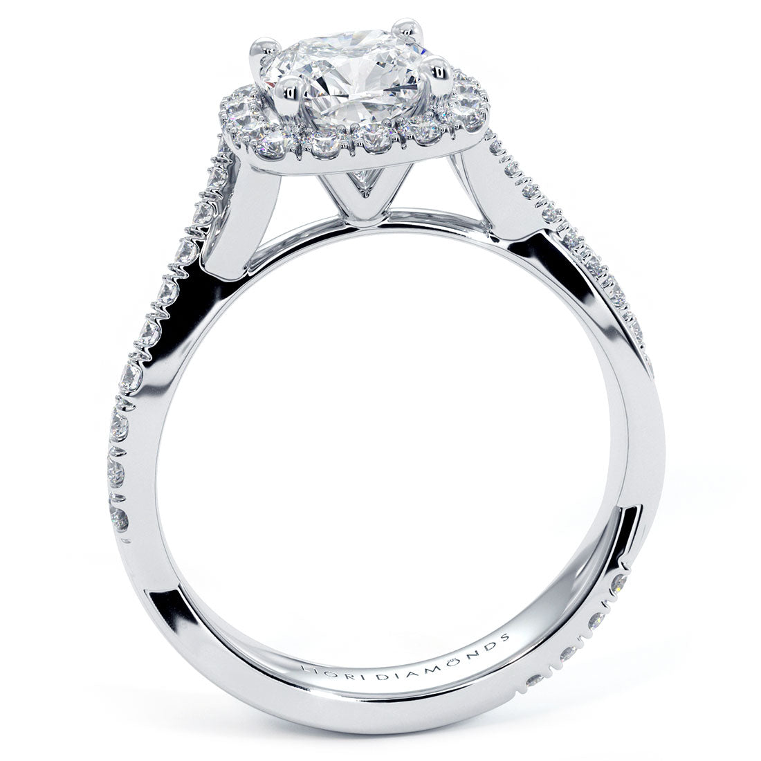 1 Carat Cushion Cut Micropavé Halo Infinity Twist