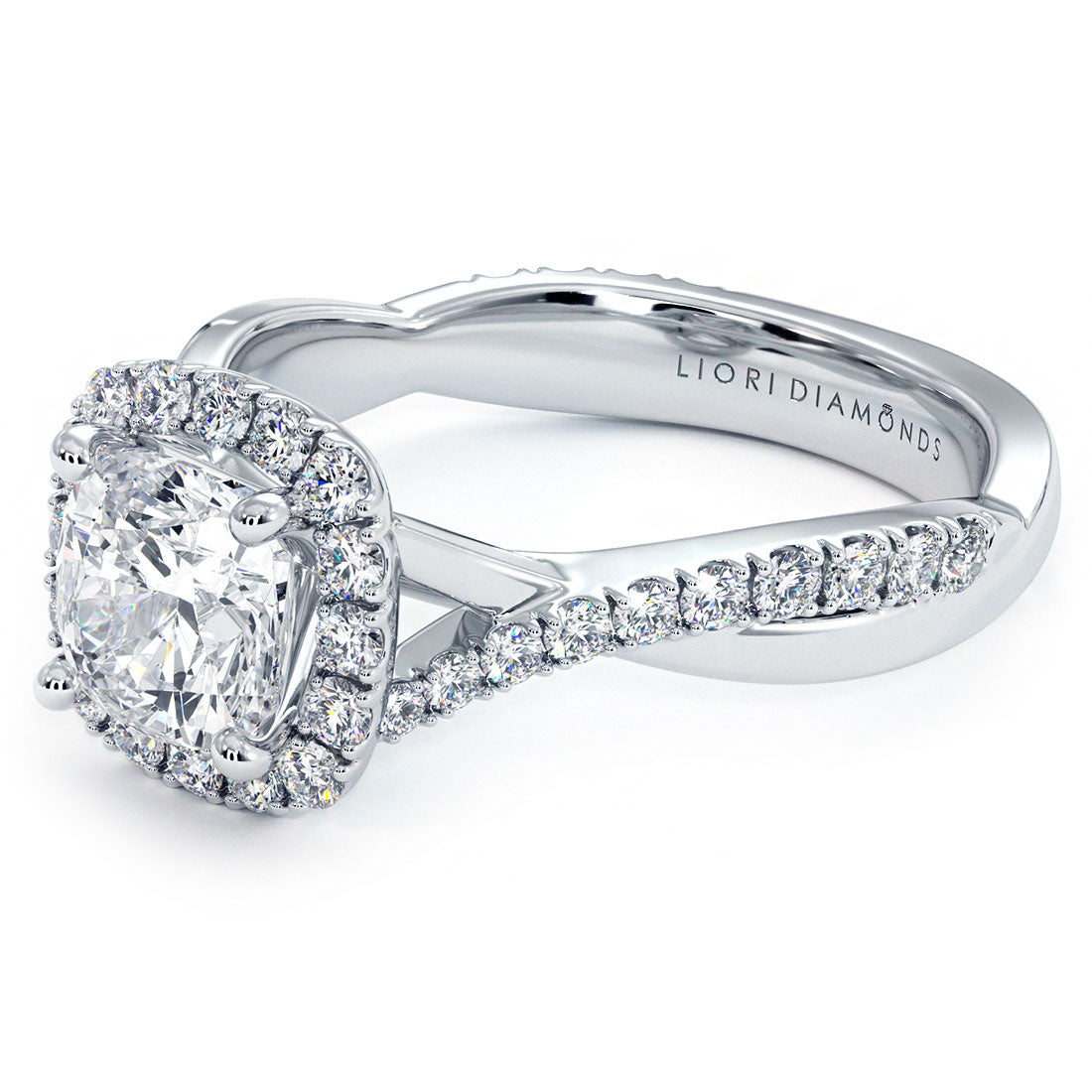 1 Carat Cushion Cut Micropavé Halo Infinity Twist